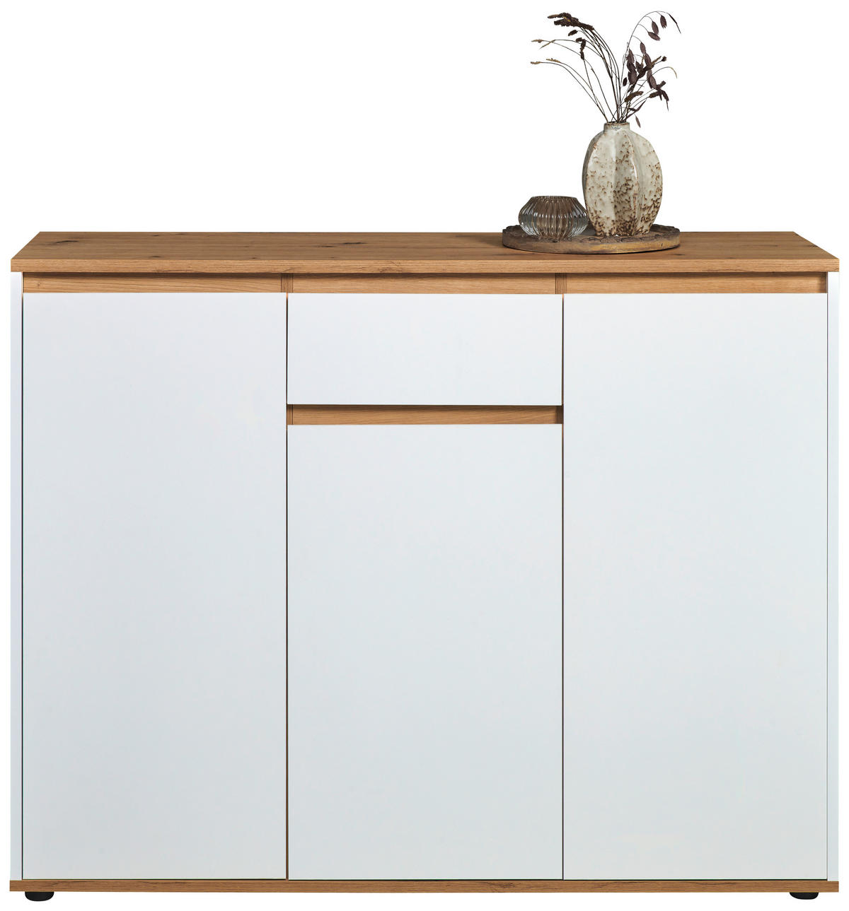 SIDEBOARD Weiss, Eiche Artisan  - Weiss/Schwarz, Modern, Holzwerkstoff/Kunststoff (120/93/38cm) - Carryhome