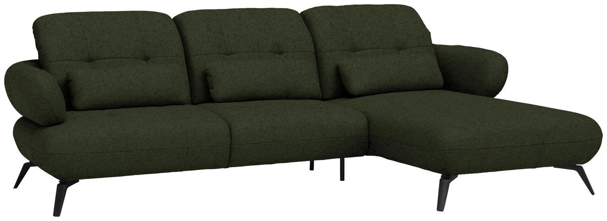 ECKSOFA Chenille Grün  - Schwarz/Grün, Design, Textil/Metall (282/189cm) - Novel