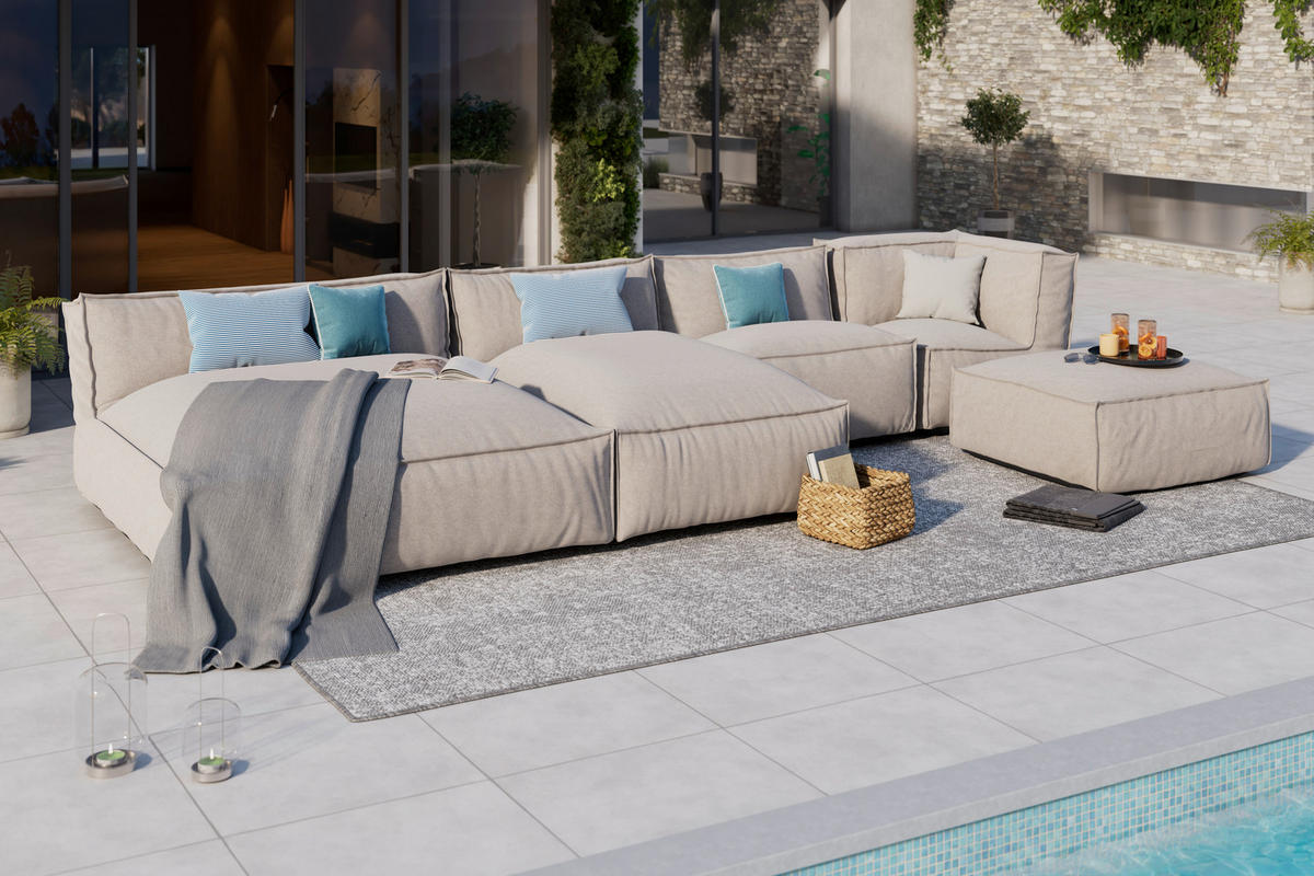 LOUNGESOFA  - Beige, MODERN, Textil (95/35/95cm) - Ambia Garden
