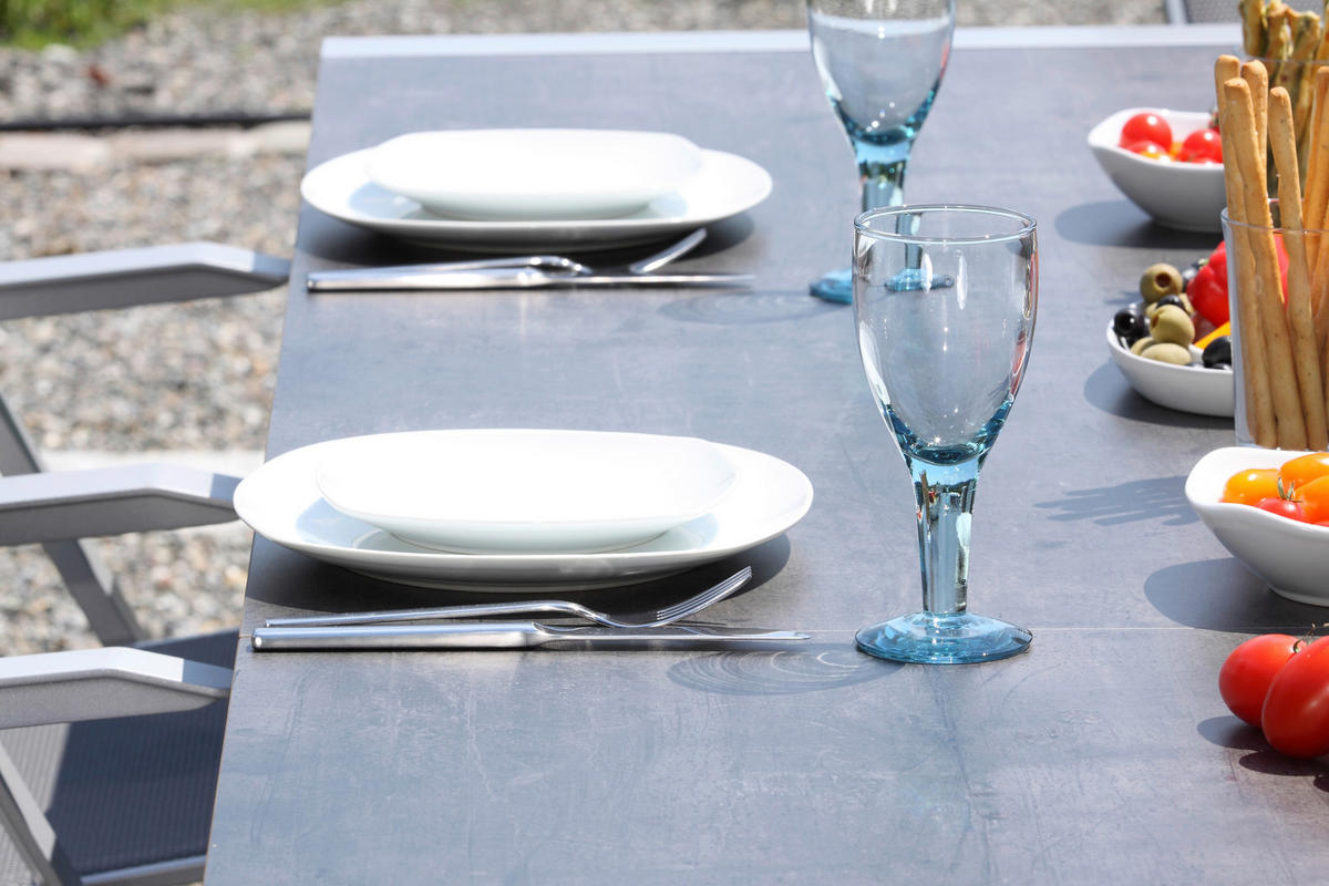 GARTENSET beschichtet Aluminium  - Platinfarben/Anthrazit, Basics, Textil/Metall (160+60/98/74cm) - Acamp