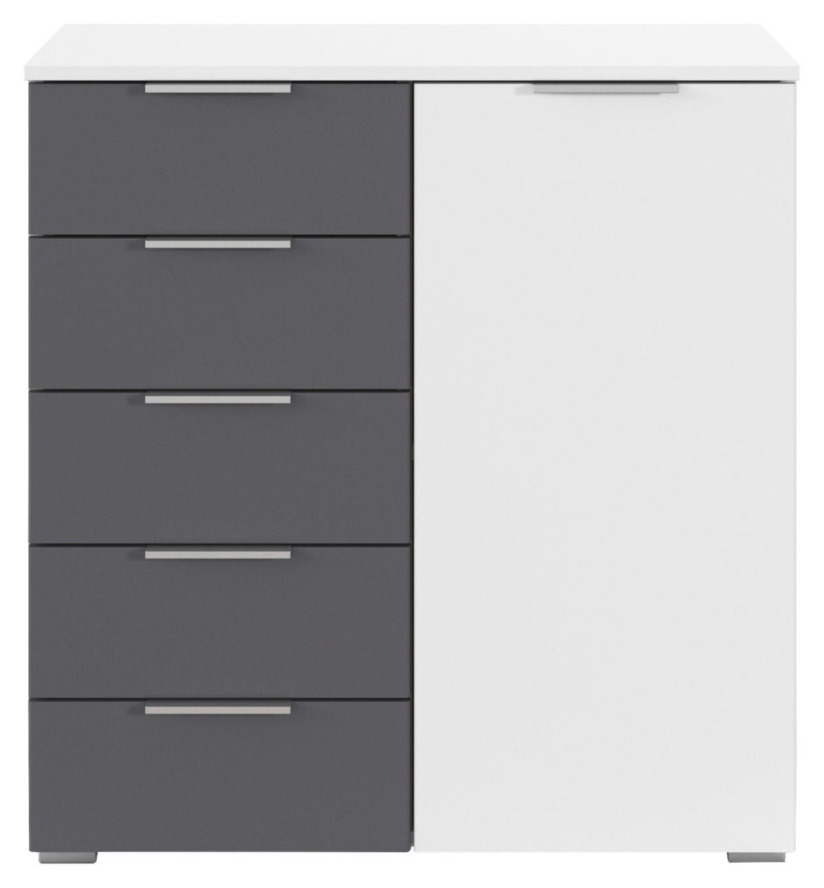 KOMMODE  in 80/84/40 cm  - Dunkelgrau/Silberfarben, MODERN, Holzwerkstoff/Metall (80/84/40cm) - Rauch Möbel