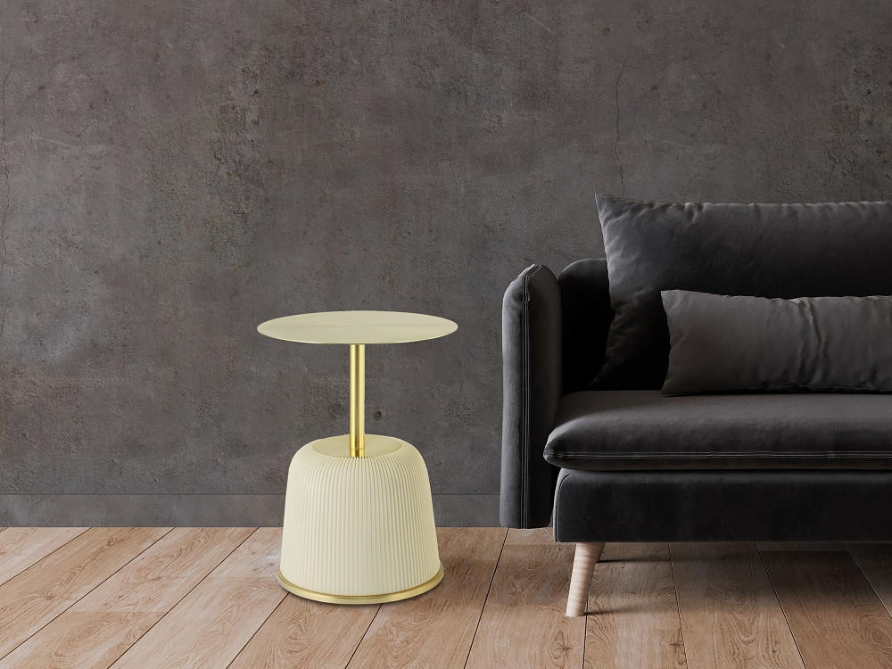 ODKLÁDACÍ STOLEK, krémová, barvy zlata - růžová/krémová, Design, kov/kompozitní dřevo (40/55cm) - MID.YOU