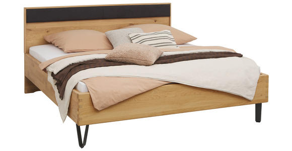 BETT 180/200 cm in Schwarz, Wildeiche - Wildeiche/Schwarz, Design, Holz/Textil (180/200cm) - Valnatura