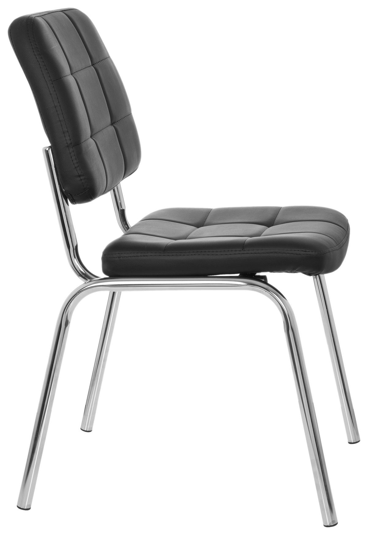 BESUCHERSTUHL  in Lederlook Schwarz  - Chromfarben/Schwarz, MODERN, Textil/Metall (46/87/50cm) - MID.YOU
