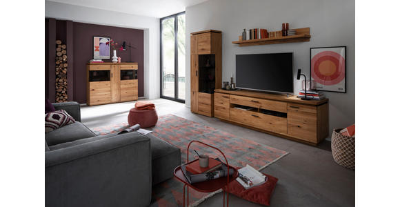 WOHNWAND  in Eichefarben  300/204/50 cm  - Eichefarben/Anthrazit, Natur, Glas/Holz (300/204/50cm) - Linea Natura