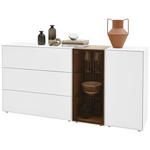 SIDEBOARD Weiß, Eichefarben  178/90/44 cm  - Eichefarben/Weiß, Design, Glas/Holz (178/90/44cm) - Johann Jakob