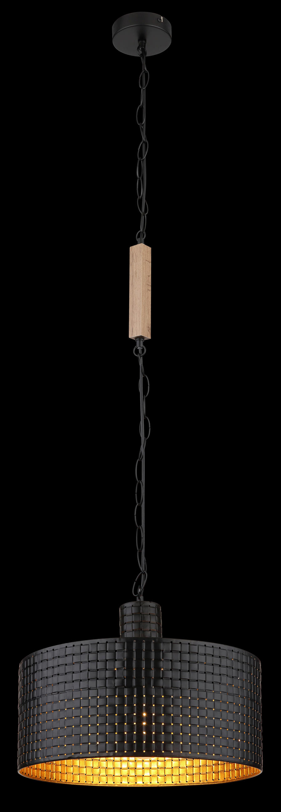 HÄNGELEUCHTE 140/25/120 cm    - Dunkelbraun/Goldfarben, Design, Holzwerkstoff/Kunststoff (140/25/120cm) - Globo