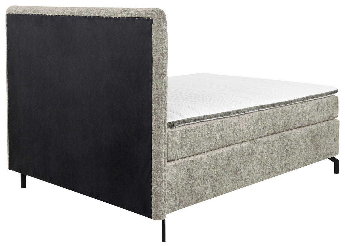 BOXSPRINGBETT 140/200 cm  in Hellgrau  - Hellgrau/Schwarz, Design, Textil/Metall (140/200cm) - Esposa