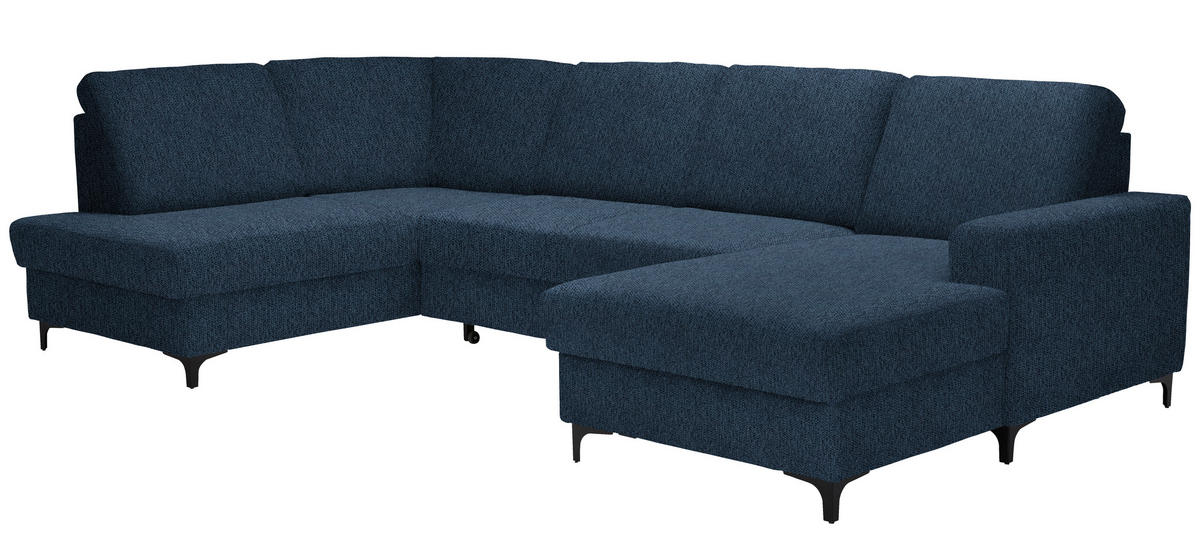 WOHNLANDSCHAFT in Webstoff Dunkelblau  - Schwarz/Dunkelblau, Konventionell, Textil/Metall (185/317/167cm) - Stylife