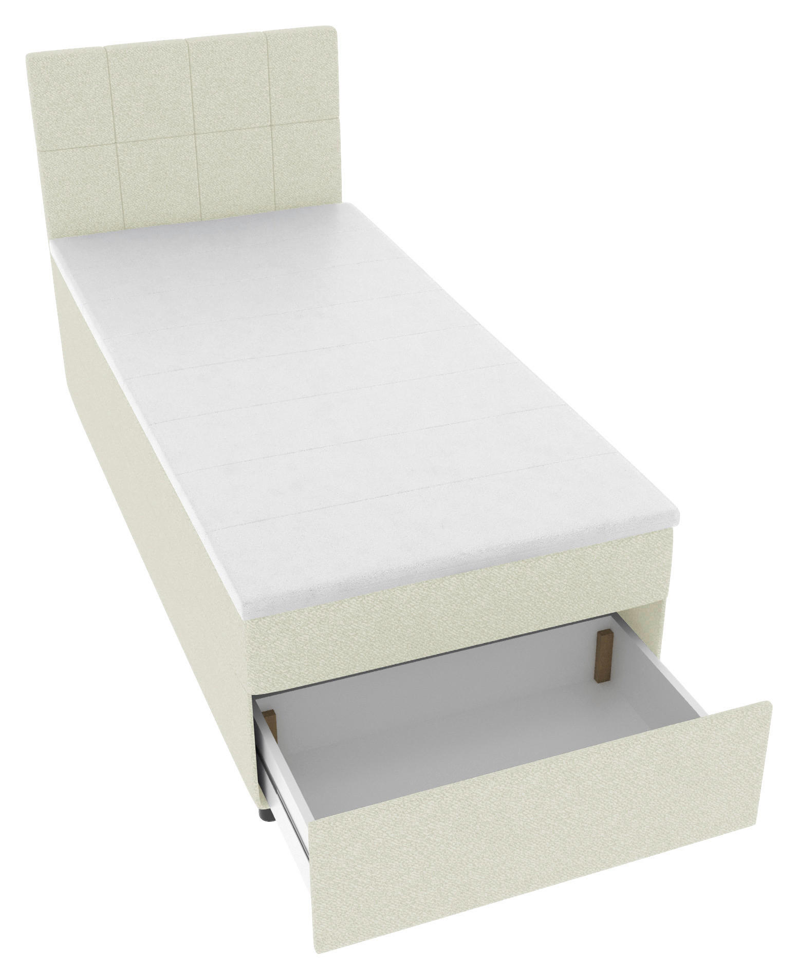 BOXBETT 90/200 cm,  in Creme, Matratze, Topper, Bettschublade, H3 = fest  - Creme/Schwarz, KONVENTIONELL, Kunststoff/Textil (90/200cm) - Boxxx