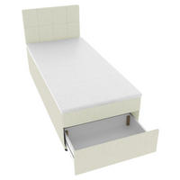 BOXBETT 90/200 cm,  in Creme, Matratze, Topper, Bettschublade, H3 = fest  - Creme/Schwarz, KONVENTIONELL, Kunststoff/Textil (90/200cm) - Boxxx