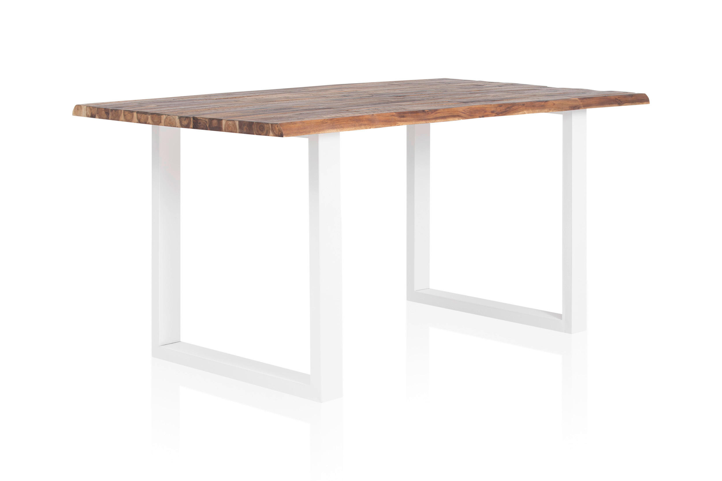 ESSTISCH Akazie vollmassiv rechteckig Naturfarben, Weiß  - Weiß/Naturfarben, MODERN, Holz/Metall (180/90/75cm) - Livetastic