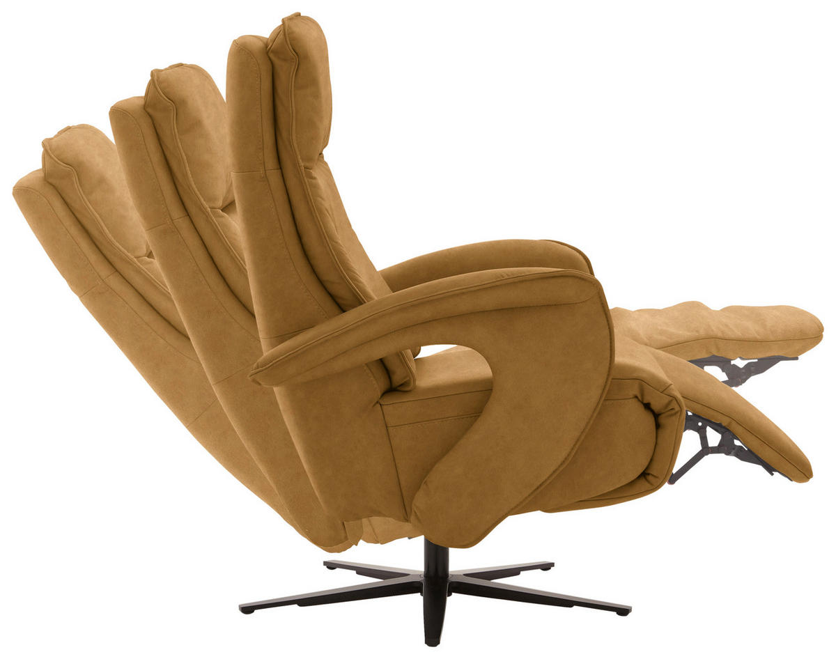 RELAXSESSEL in Leder Currygelb  - Currygelb/Schwarz, Design, Leder/Metall (77/110/87cm) - Valdera