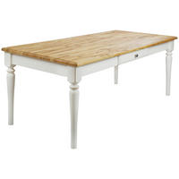 ESSTISCH Buche, Eiche massiv rechteckig Weiß, Wildeiche  - Wildeiche/Weiß, Basics, Holz (160/90/76,7cm) - OSTER