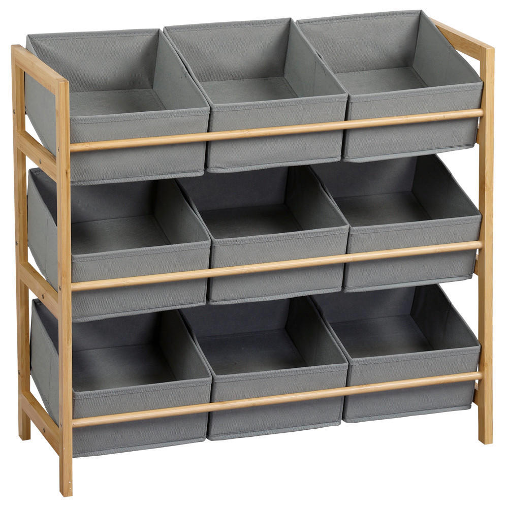 REGAL Bambus Grau, Naturfarben  - Naturfarben/Grau, Basics, Holz/Textil (65/60/30cm) - Kesper