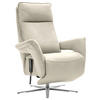 RELAXSESSEL in Leder Ecru  - Ecru/Edelstahlfarben, Design, Leder/Metall (79-83/116/87-176cm) - Valdera