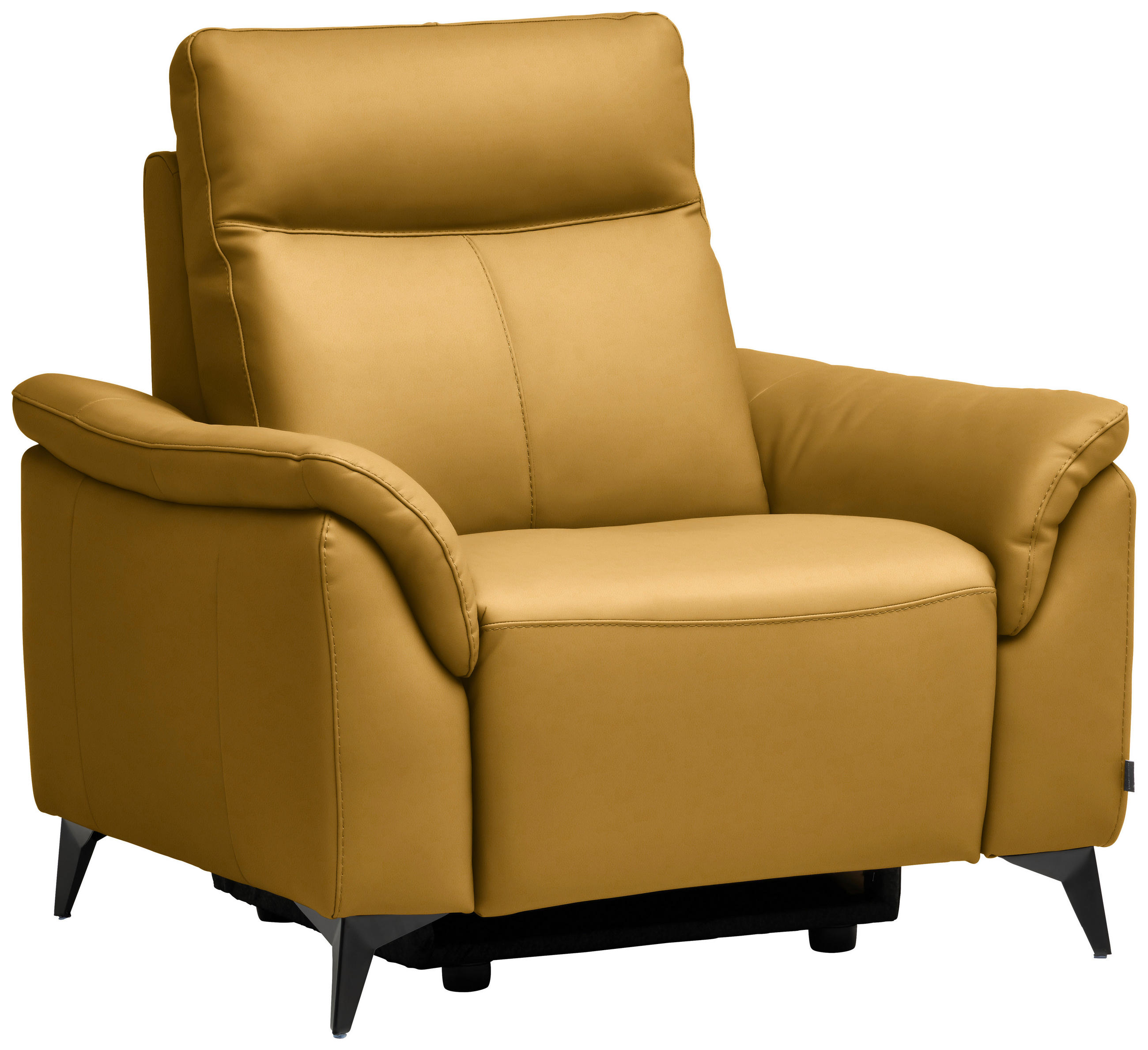 SESSEL Echtleder Currygelb  - Currygelb/Schwarz, Design, Leder/Metall (107/105/98cm) - Belluti