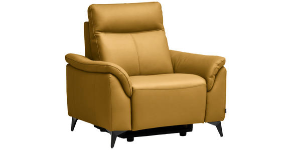 SESSEL in Echtleder Currygelb  - Currygelb/Schwarz, Design, Leder/Metall (107/105/98cm) - Belluti