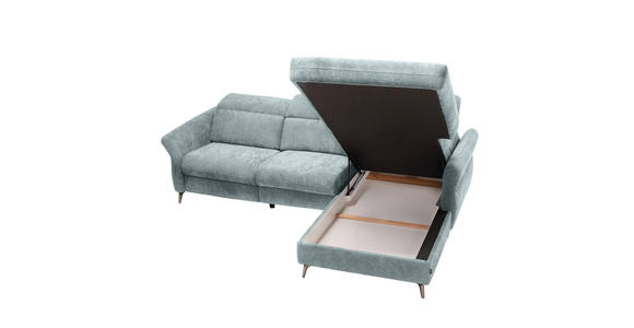 ECKSOFA in Webstoff Türkis  - Türkis/Schwarz, Natur, Textil/Metall (199/285cm) - Valnatura