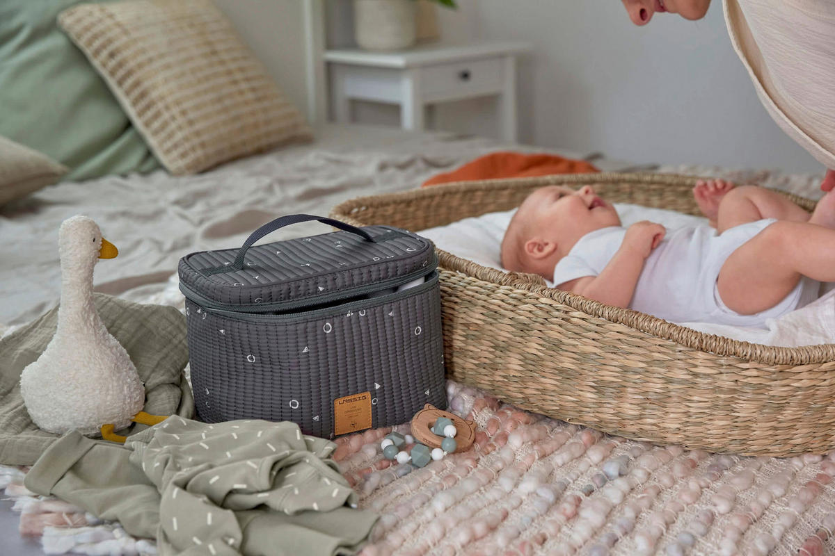 WICKELTASCHE  - Anthrazit, Basics, Textil (18/18/24,5cm) - Lässig