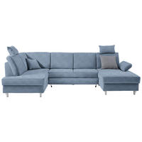 WOHNLANDSCHAFT Struktur Blau  - Blau/Silberfarben, Konventionell, Holz/Textil (186/322/167cm) - Cantus