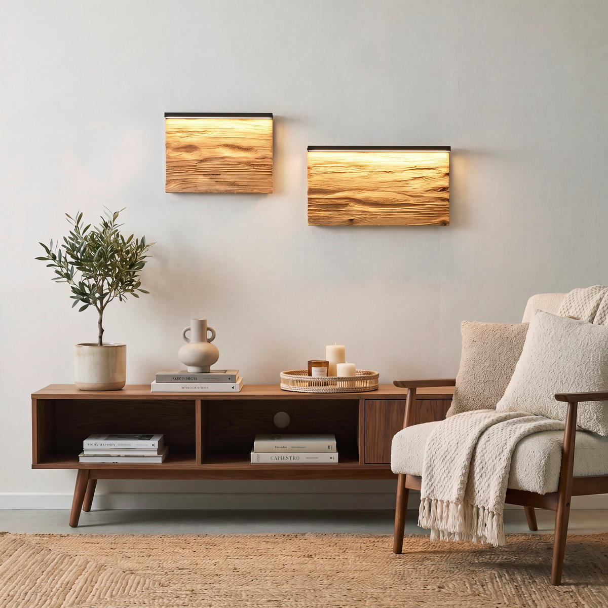 LED-WANDLEUCHTE KALEA 20/7,5/15 cm   - Schwarz/Kieferfarben, Natur, Holz/Metall (20/7,5/15cm) - Trio Leuchten