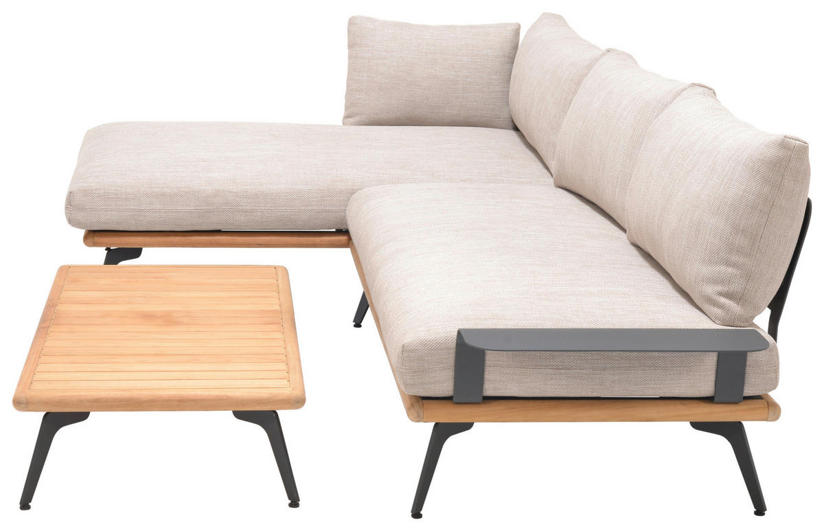 LOUNGEGARNITUR 150/280 cm Aluminium, Stahl  - Greige/Dunkelgrau, Design, Textil/Metall (150/280cm) - Amatio