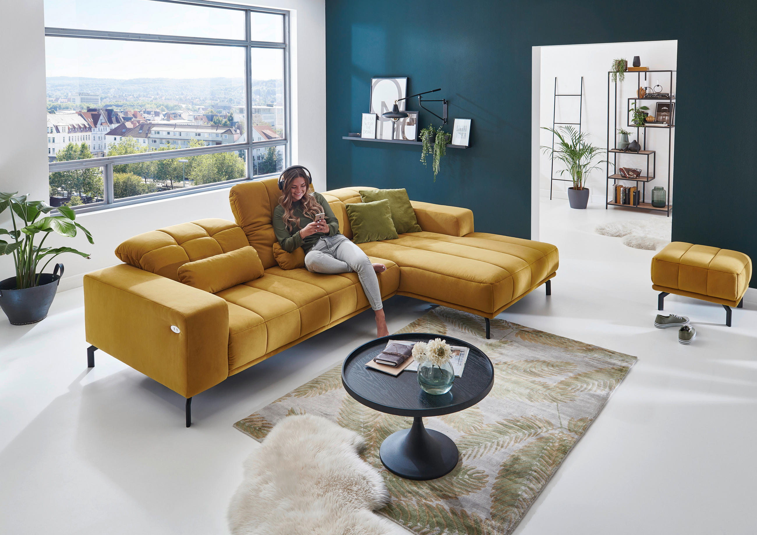 Thumbnail - Beldomo Style Ecksofa, Rot, Textil, 5-Sitzer, Ottomane rechts, L-Form, 293x195 cm, Goldenes M, Stoffauswahl, seitenverke...