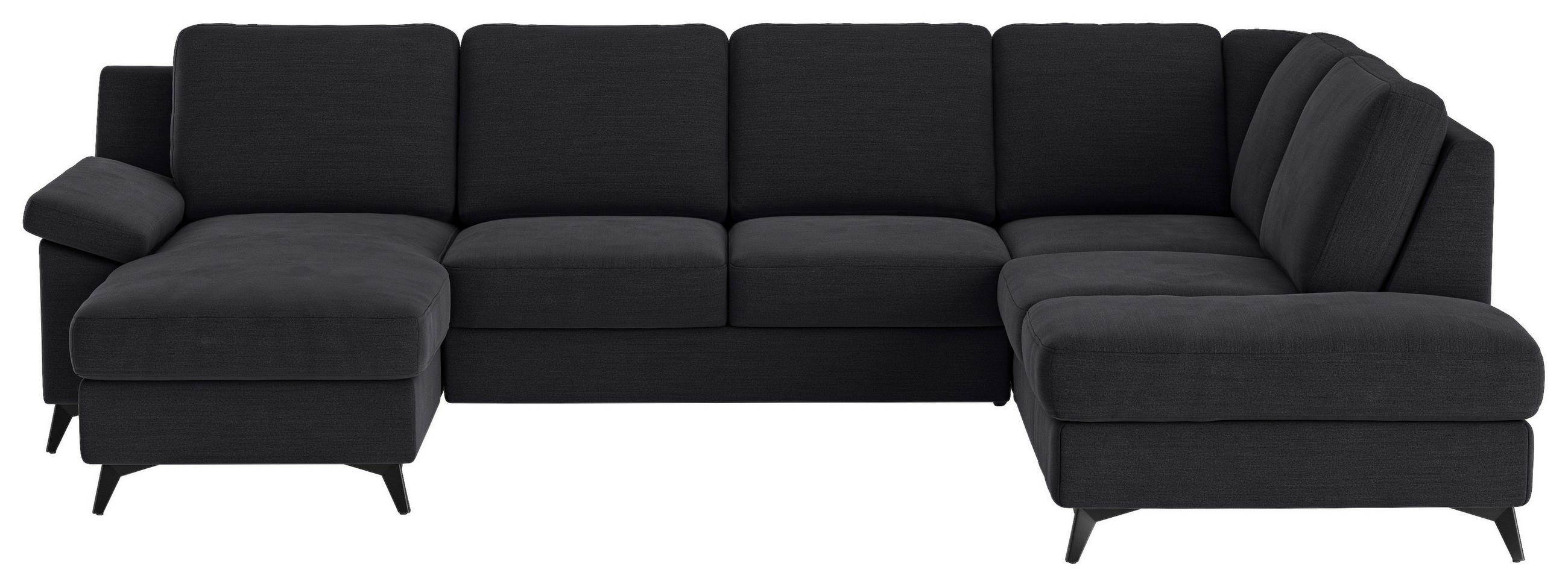 WOHNLANDSCHAFT Dunkelblau Flachgewebe  - Schwarz/Dunkelblau, KONVENTIONELL, Textil/Metall (156/309/204cm) - Cotta