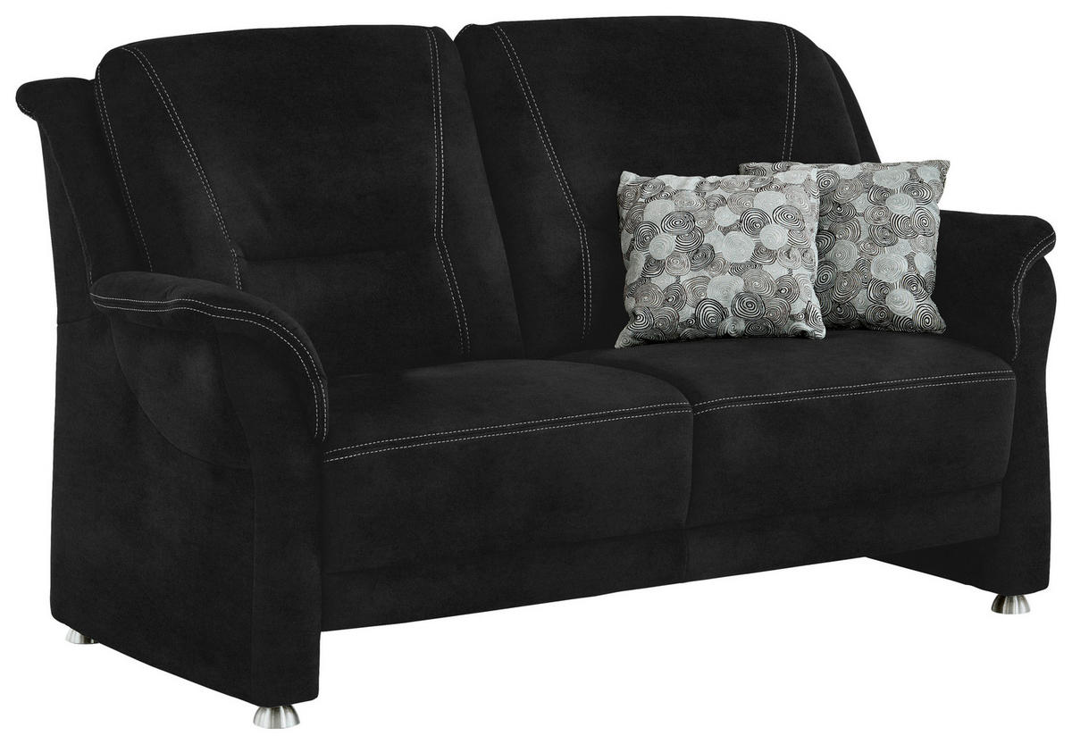 2,5-SITZER in Mikrofaser Schwarz  - Beige/Alufarben, Konventionell, Textil/Metall (172/100/89cm) - Beldomo Comfort