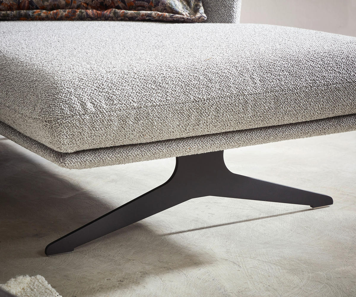 ECKSOFA in Flachgewebe Hellgrau  - Hellgrau/Schwarz, Design, Textil/Metall (259/152cm) - Dieter Knoll