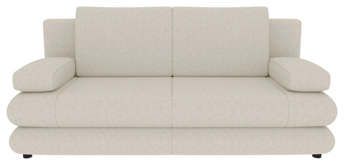 SCHLAFSOFA  mit Liegefunktion, Rücken echt Mikrofaser Creme  - Creme/Schwarz, KONVENTIONELL, Kunststoff/Textil (212/93/90cm) - Carryhome