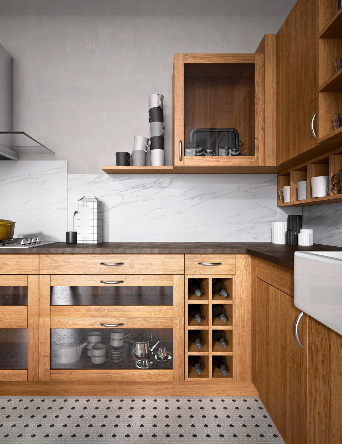 EINBAUKÜCHE FORMA  - Basics, Holz - OSTER