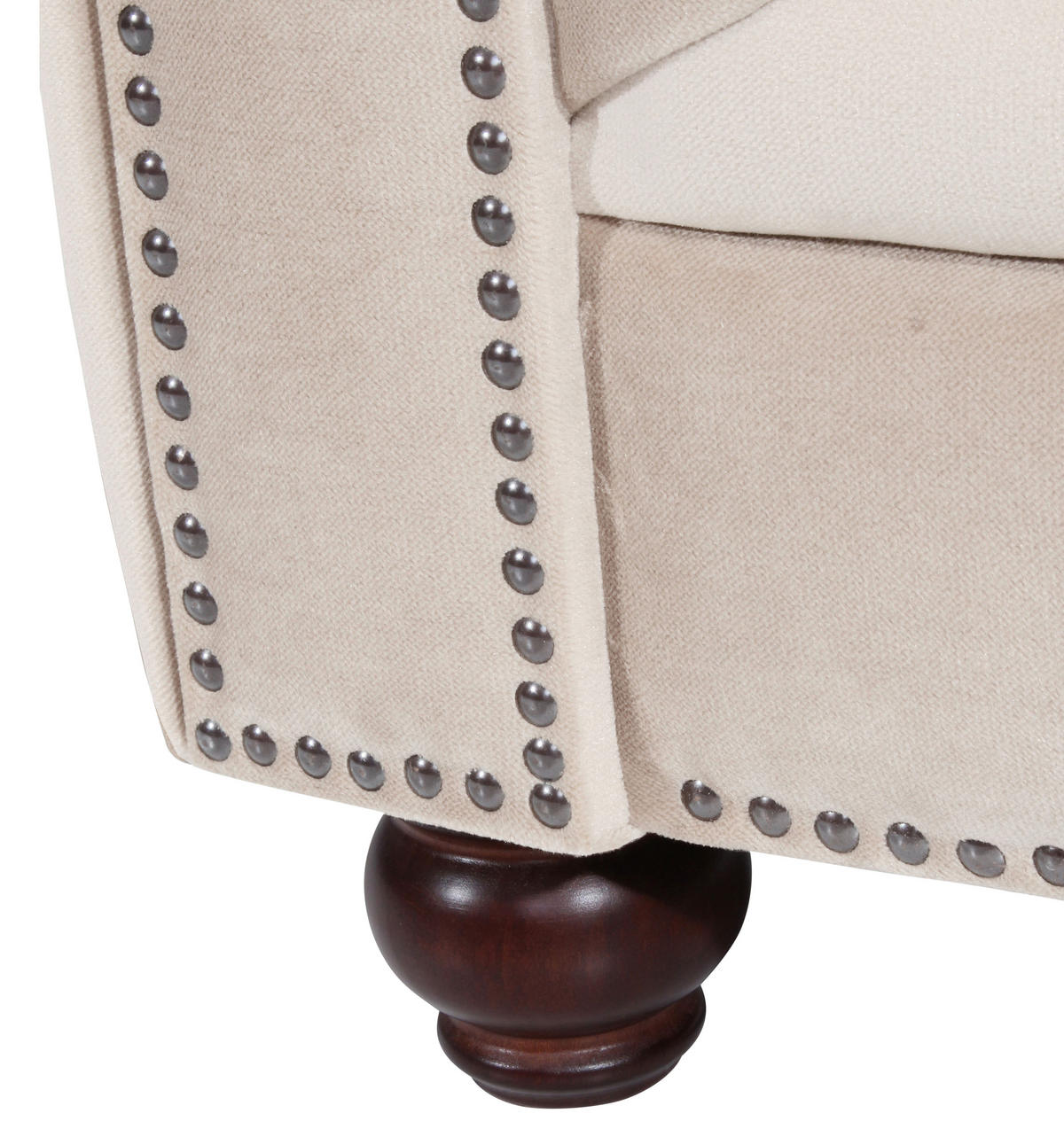 CHESTERFIELD-SESSEL Orleans Samt, Velours Creme  - Nussbaumfarben/Creme, Design, Holz/Textil (135/77/100cm) - Max Winzer