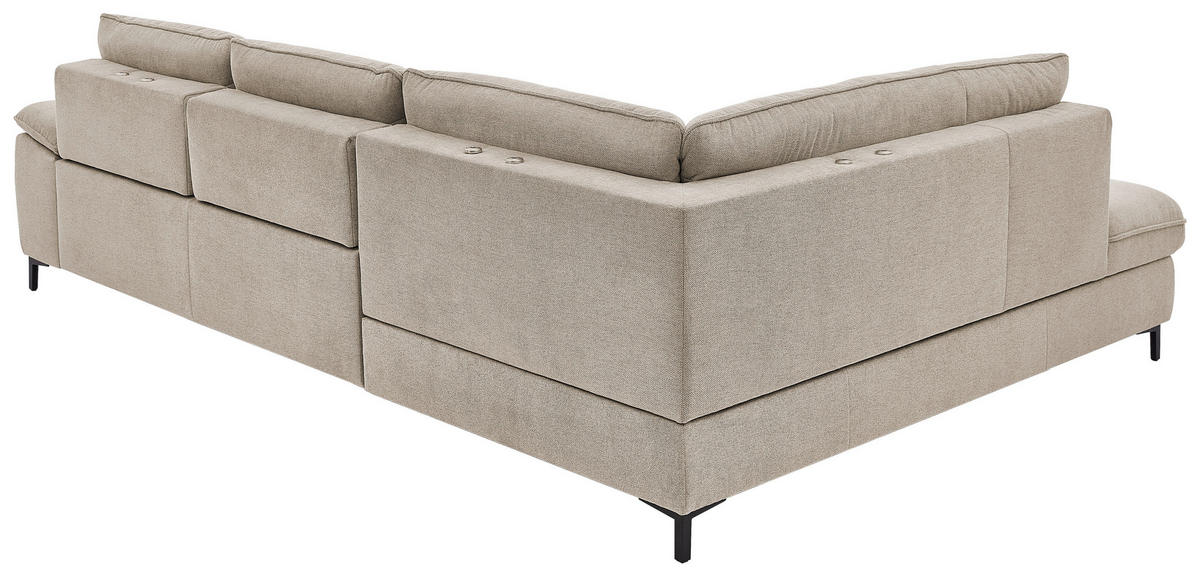 ECKSOFA  in Flachgewebe Sandfarben  214/308 cm  - Sandfarben/Schwarz, Design, Textil/Metall (214/308cm) - Beldomo Speed
