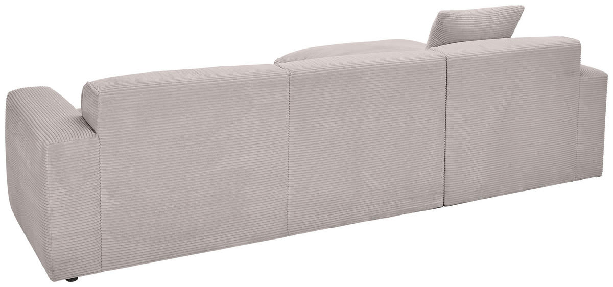 ECKSOFA in Cord Taupe  - Taupe/Schwarz, Design, Kunststoff/Textil (196/303cm) - Livetastic