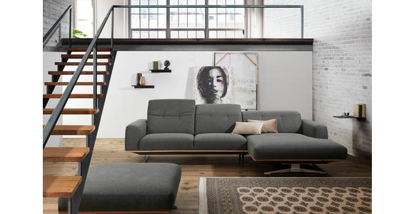 WOHNLANDSCHAFT in Webstoff Olivgrün - Edelstahlfarben/Olivgrün, Design, Holz/Textil (311/163cm) - Dieter Knoll