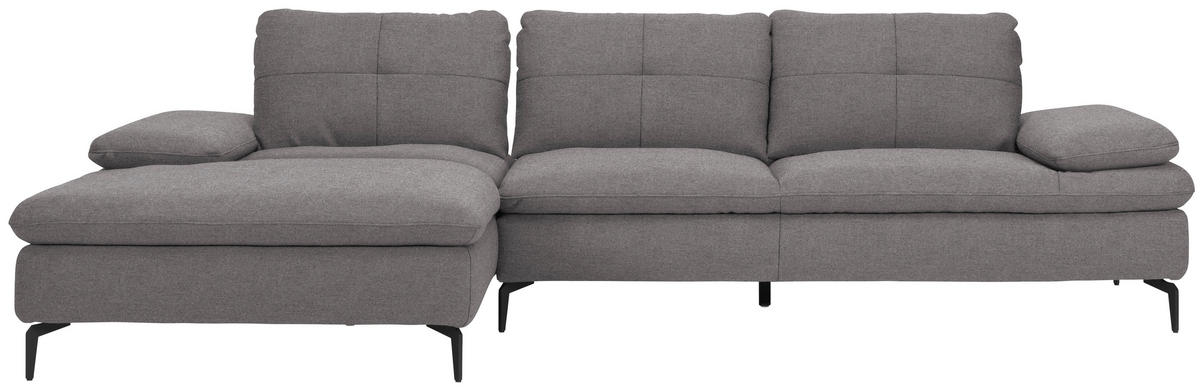 ECKSOFA in Webstoff Anthrazit  - Anthrazit/Schwarz, Design, Textil/Metall (179/301cm) - Chilliano