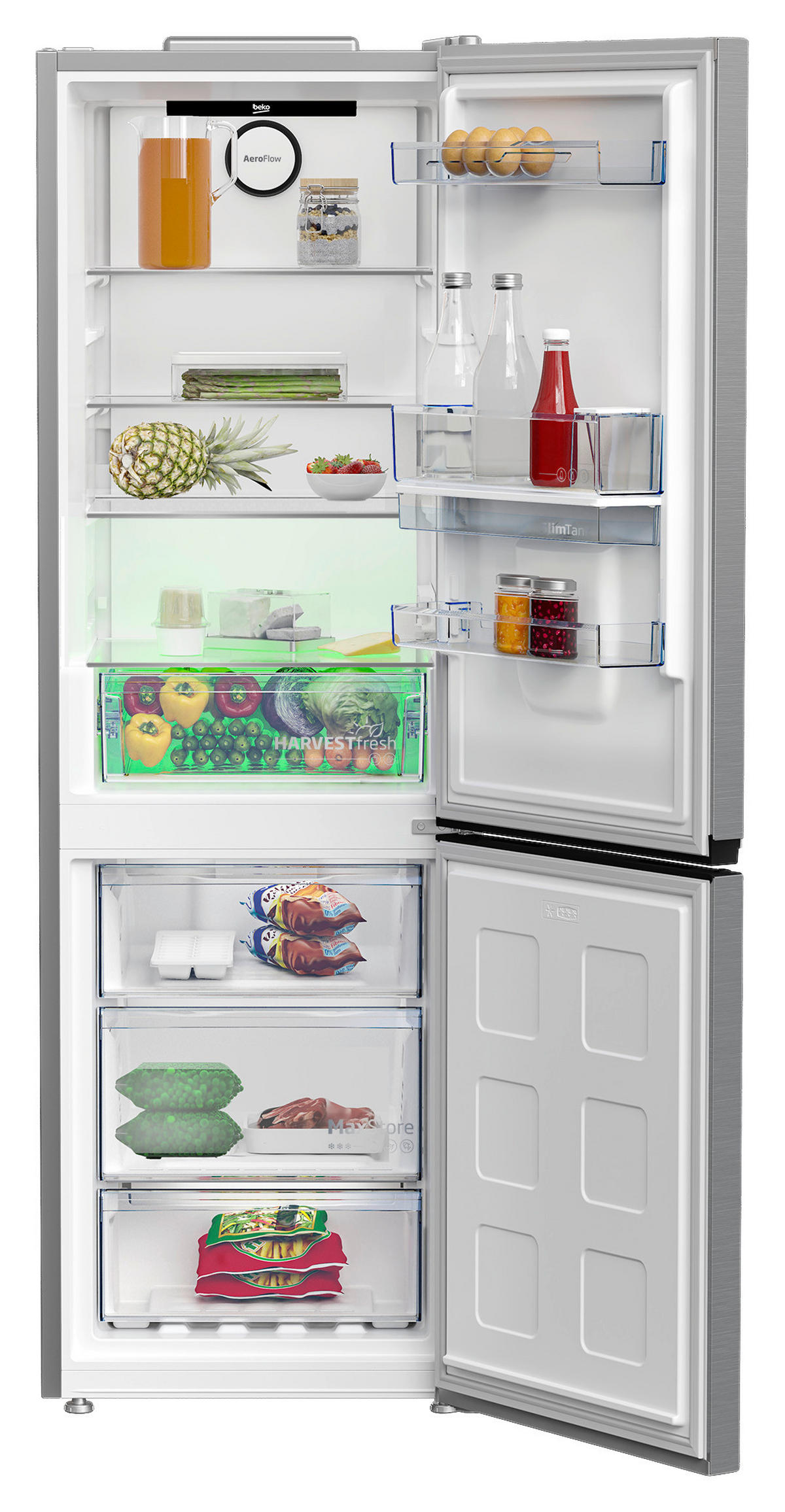 KÜHL-GEFRIER-KOMBINATION KG510  - Grau, Basics, Metall (186,5/59,5/66,3cm) - Beko