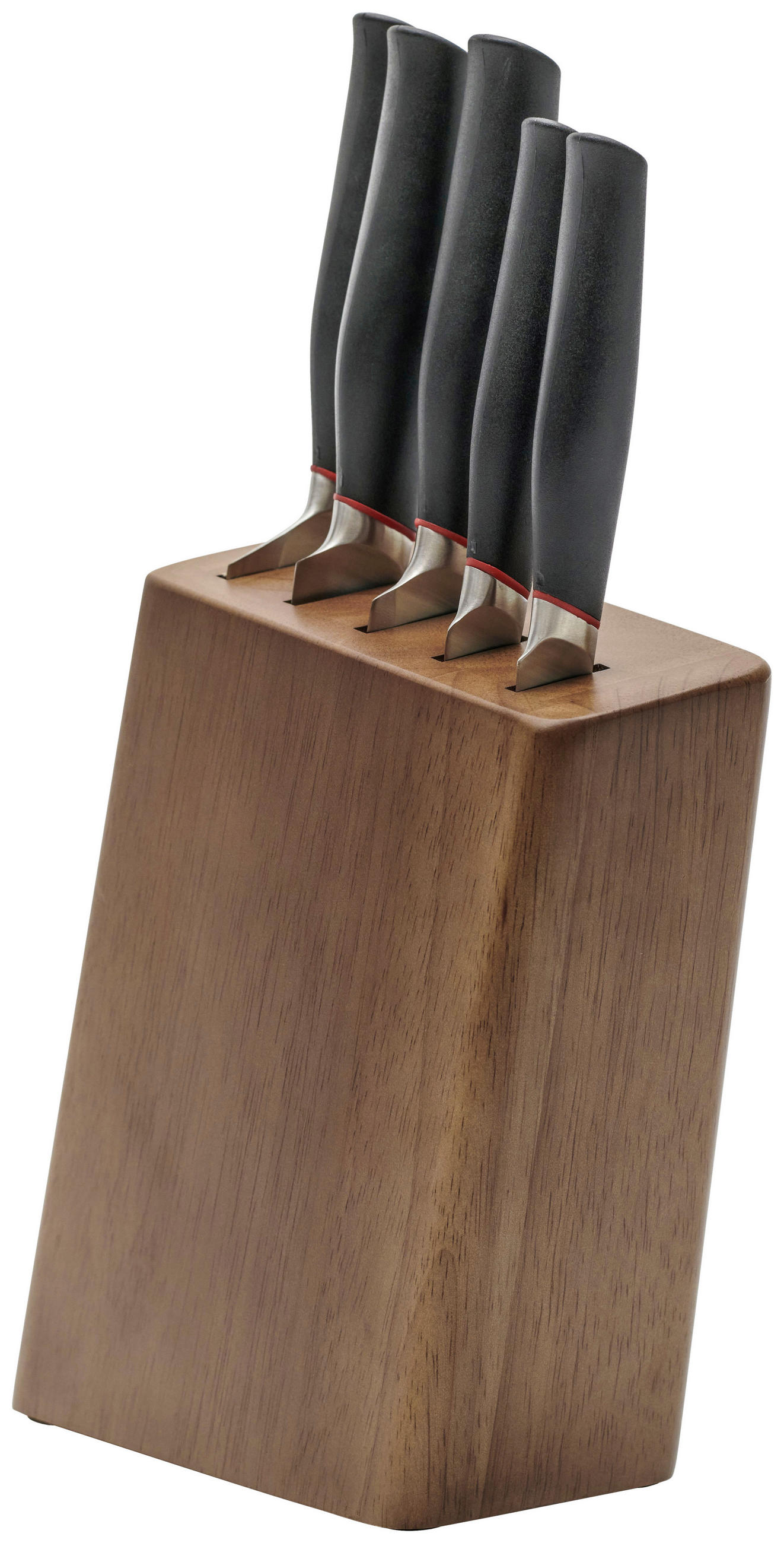 Messerblock Braun/rot/schwarz Holz 6-Tlg. Stahl