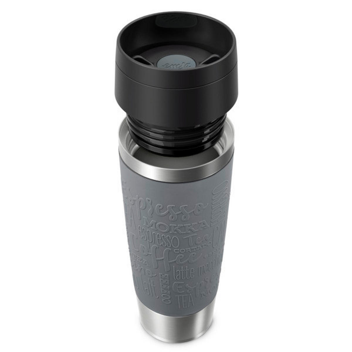 THERMOBECHER TRAVEL MUG 0,5 L  - Grau, Basics, Kunststoff/Metall (0,5l) - Emsa