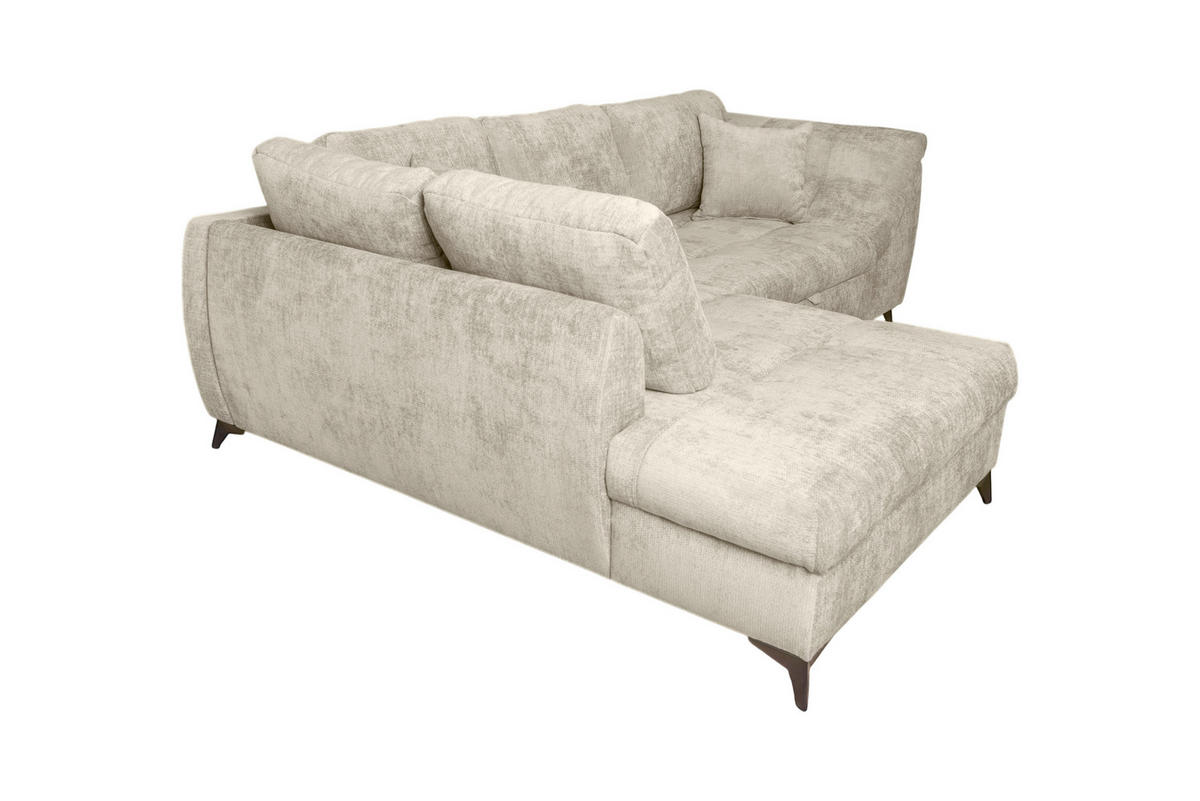 ECKSOFA LIVANO Beige Chenille Liegefläche im Originalstoff  - Beige/Schwarz, Design, Textil/Metall (190/250cm) - P & B