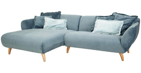 ECKSOFA Petrol Plüsch - Buchefarben/Petrol, Design, Holz/Textil (175/280cm) - Carryhome