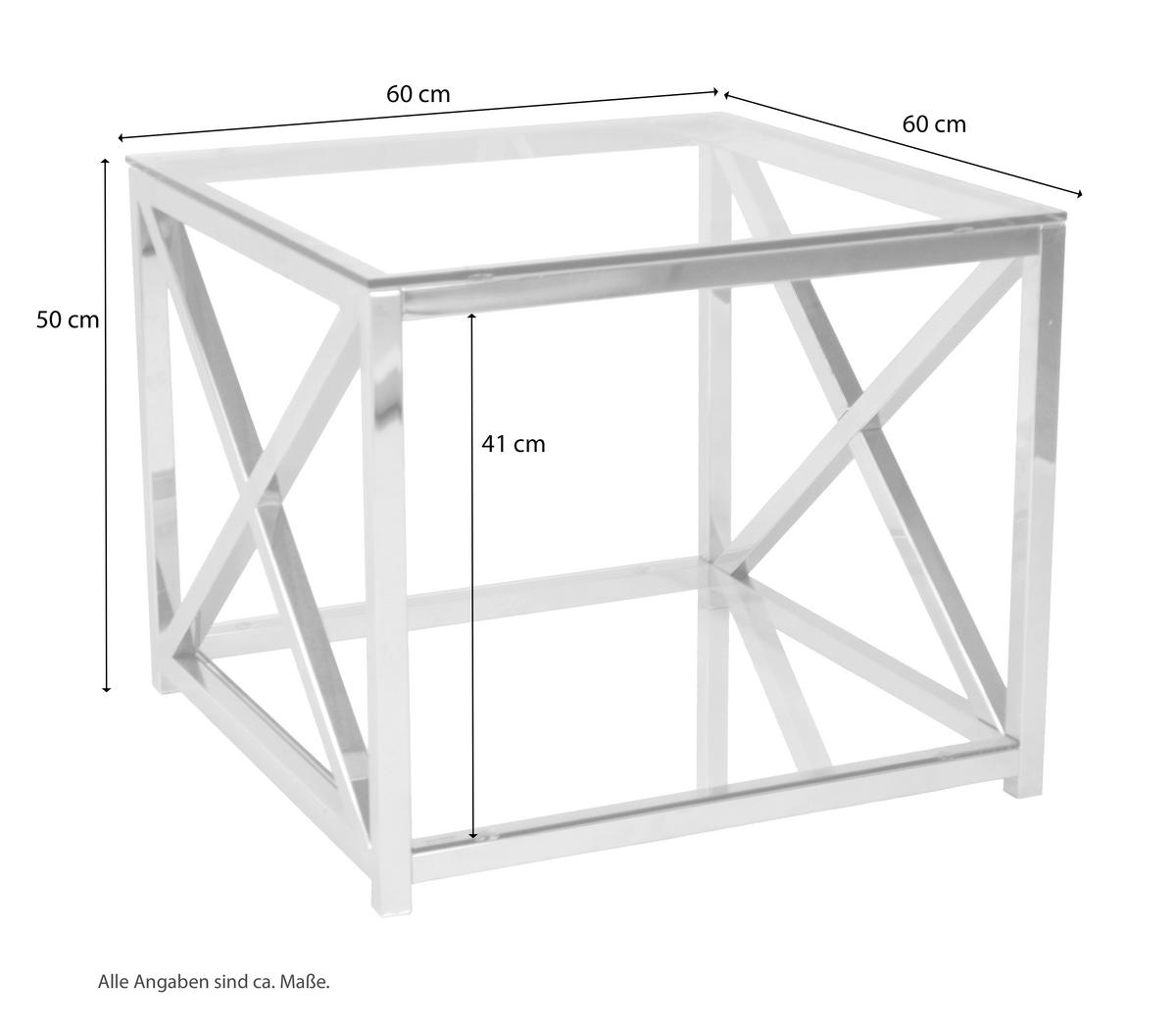BEISTELLTISCH 60/60/50 cm Braun quadratisch  - Braun, Design, Glas/Metall (60/60/50cm) - MID.YOU