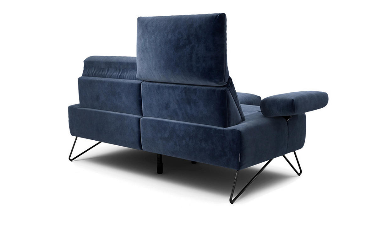 2-SITZER-SOFA Samt Dunkelblau  - Schwarz/Dunkelblau, Design, Textil/Metall (164-194/85/86-94cm) - SENSOO
