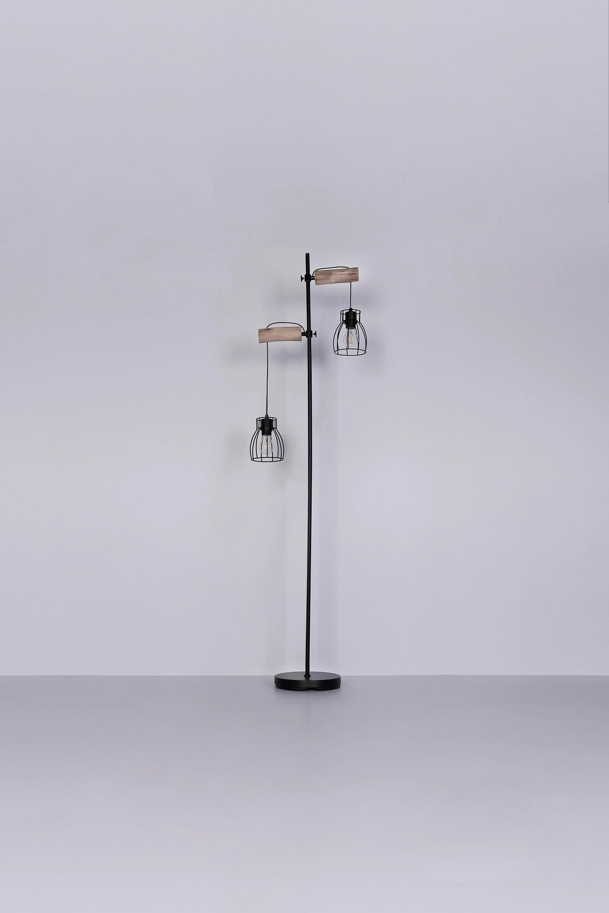 STEHLEUCHTE - Schwarz/Naturfarben, Design, Holz/Metall (47/168cm) - Marama