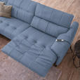 ECKSOFA in Echtleder Hellblau  165/313 cm  - Schwarz/Hellblau, Design, Leder/Metall (165/313cm) - Emilio Belluti