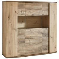 HIGHBOARD  in 144/140/42 cm  - Eichefarben/Eiche Artisan, Design, Glas/Holzwerkstoff (144/140/42cm) - Xora