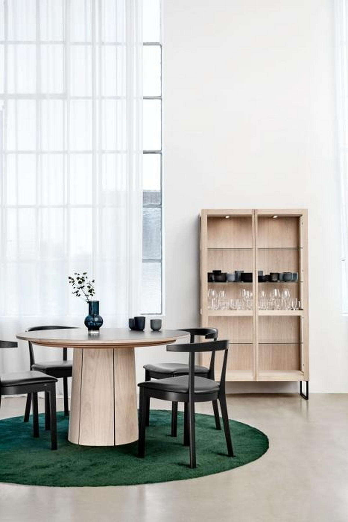 VITRINSKÅP  i faner, delar i massivt trä ek transparent, ek Bianco  - ek Bianco/transparent, Design, glas/trä (100/162/43cm) - Skovby