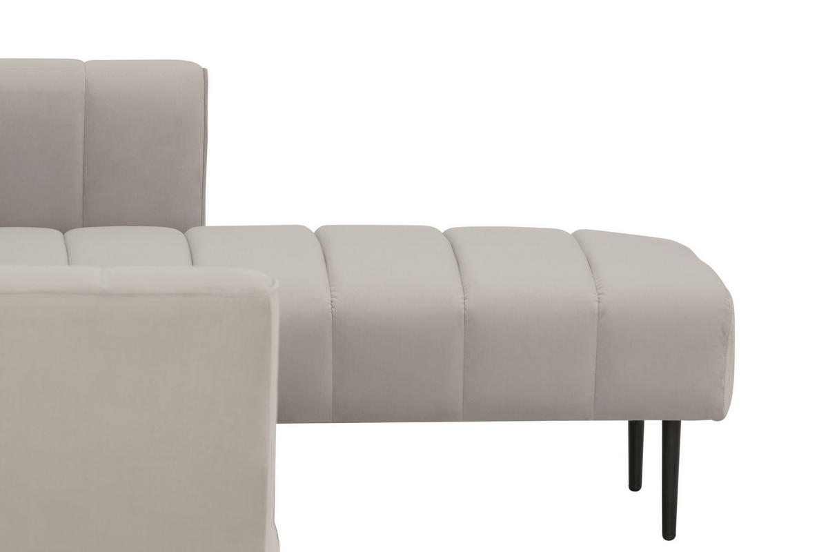 ECKSOFA Creme Samt  - Creme/Schwarz, MODERN, Textil/Metall (253/87/169cm) - P & B